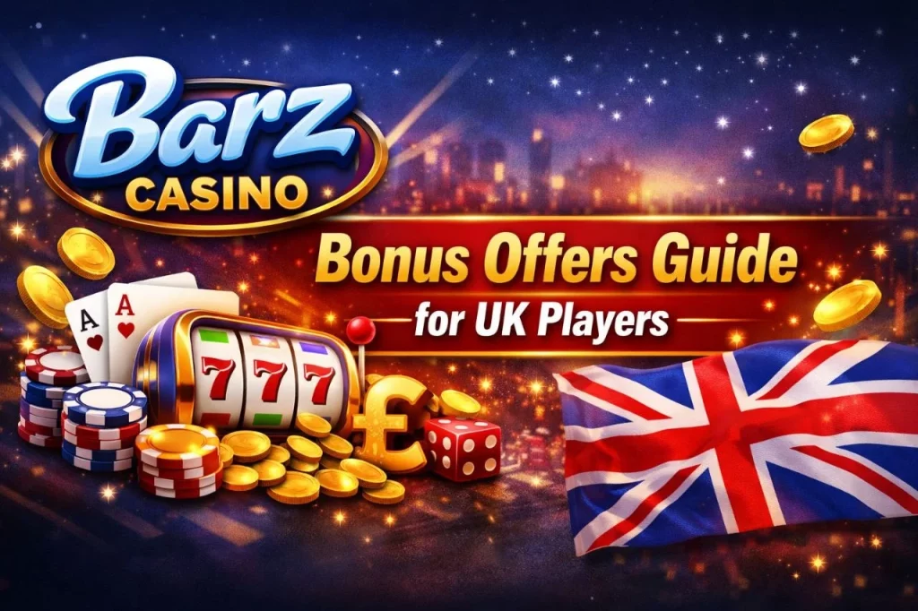 Barz Casino bonus offers for UK players including welcome bonus, free spins and cashback promotions